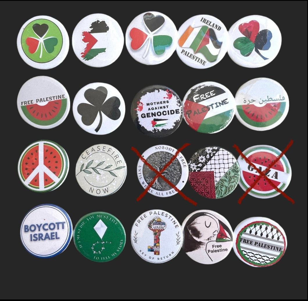 Badges for Palestine. Pick 3 Pins for Palestine, Fundraising for GAZA