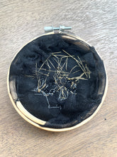 Load image into Gallery viewer, Smoke and Mist Skull Hoop Art Emboridery, Gilded Skeletons Catacomb Saints
