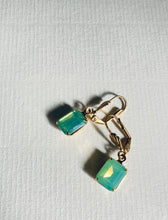 Load image into Gallery viewer, Bright Green Cut Gem Earrings, Ethereal Aqua Green Drop Earrings
