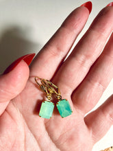 Load image into Gallery viewer, Bright Green Cut Gem Earrings, Ethereal Aqua Green Drop Earrings
