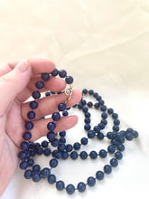 Load image into Gallery viewer, Vintage Bead Necklace, Very Long Navy Bead Necklace, Plastic Flapper Beads, 70s necklace
