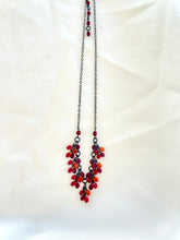 Load image into Gallery viewer, Beaded 90s Vampy necklace, Red dangling gems necklace, Red Goth Swag necklace
