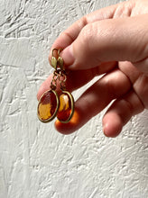 Load image into Gallery viewer, Amber Oval Cut Gem Earrings, Acrylic Channel set Amber glass, Faux Topaz earrings
