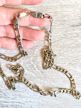 Load image into Gallery viewer, Vintage Silver Heavy Figaro chain, Flat Link Silver toned necklace, Heavy Chain necklace
