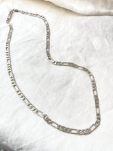 Load image into Gallery viewer, Vintage Silver Heavy Figaro chain, Flat Link Silver toned necklace, Heavy Chain necklace
