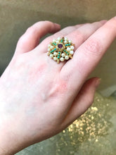 Load image into Gallery viewer, Vintage Starburst Ring, Atomic Pearl and Gem Gold Tone Adjustable ring
