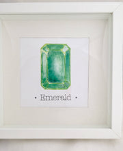 Load image into Gallery viewer, Emerald Birthstone Crystal Print Art Print, May Birthstone Gift. Choose Framed or Unframed
