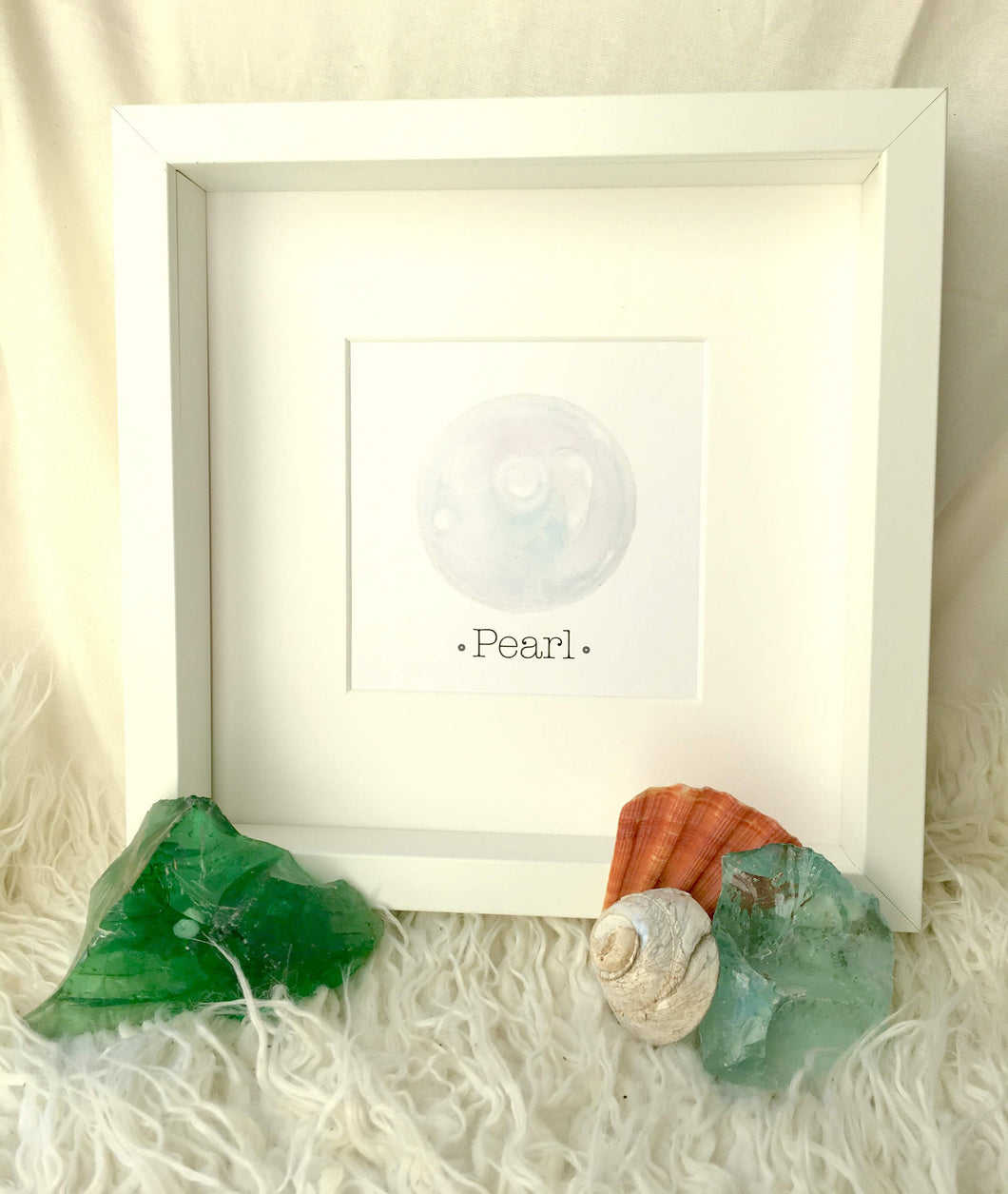 PEARL June Birthstone Art Print. Choose Framed or Unframed