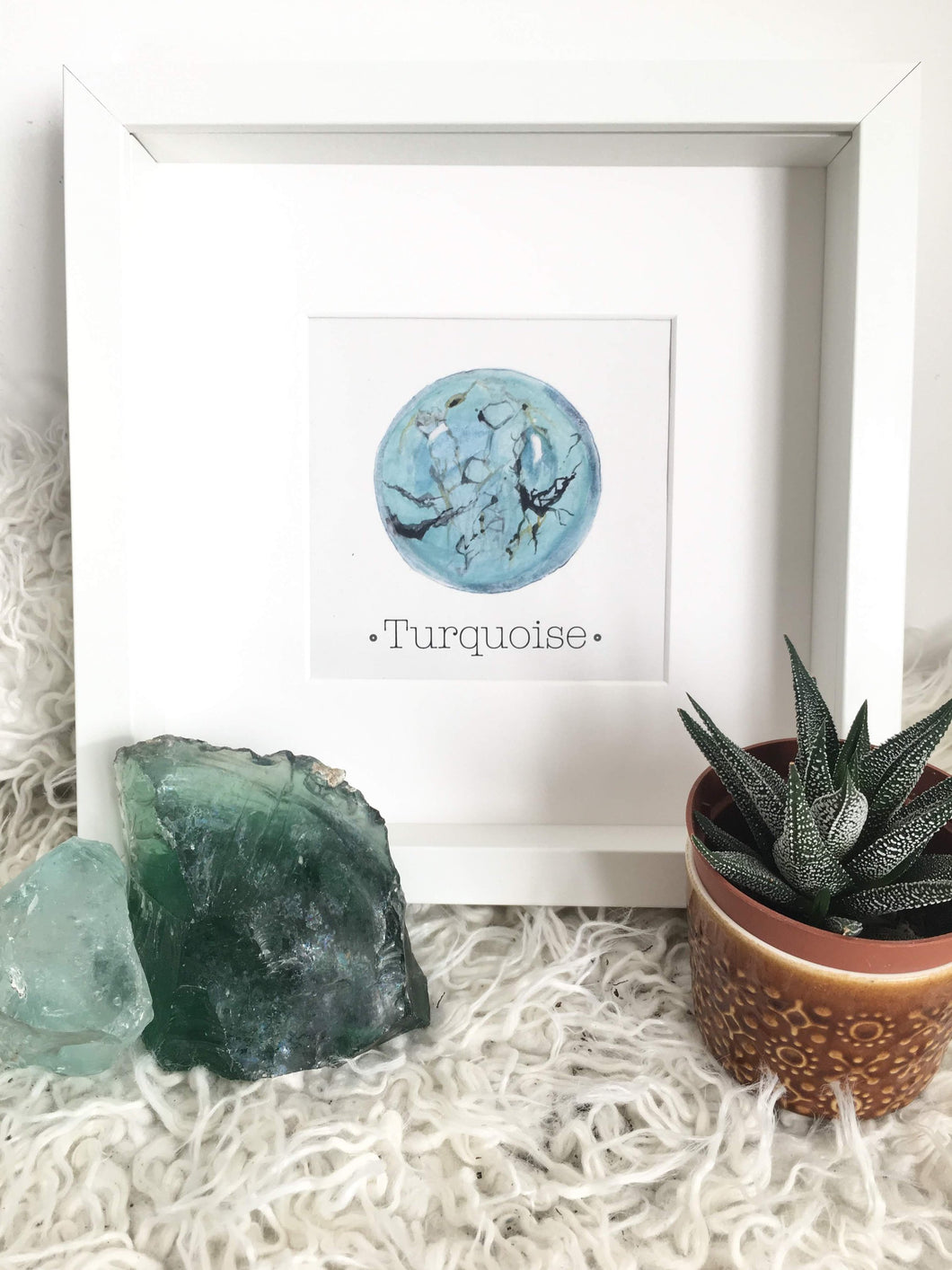 December Birthstone TURQUOISE Wall Art Print. Choose Framed or Unframed