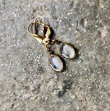 Load image into Gallery viewer, Clear Glass Oval Drop Earrings, Clear Cut Ice Gem &amp; Gold Tone Dangle Earrings, Clear Oval hook earrings, Vintage Acrylic Components
